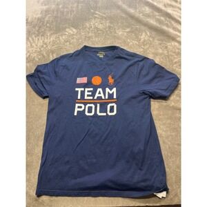 Kids' Polo Ralph Lauren Navy Blue Team Polo Basketball Graphic T Shirt XL 18-20